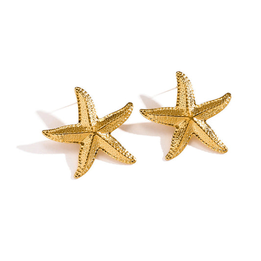 Stainless Steel Starfish Boho Stud Earrings