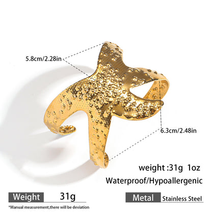 麦芽欧美不锈钢海洋风手镯海星海螺珊瑚花朵手环天然石镯子手饰品