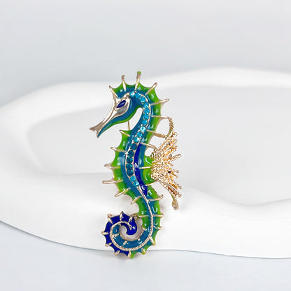 Enamel Seahorse Brooch
