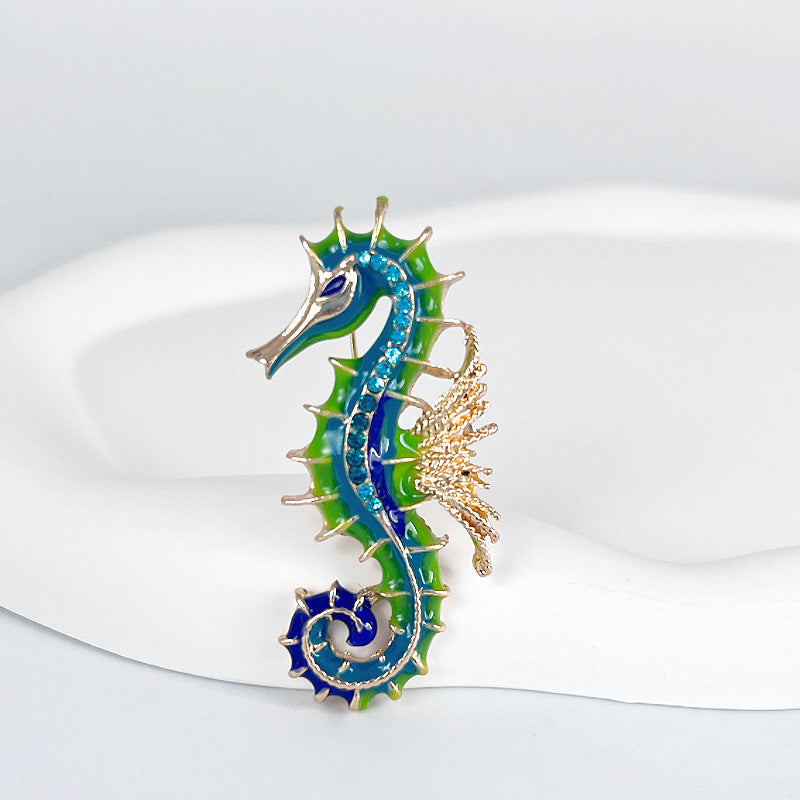 Enamel Seahorse Brooch