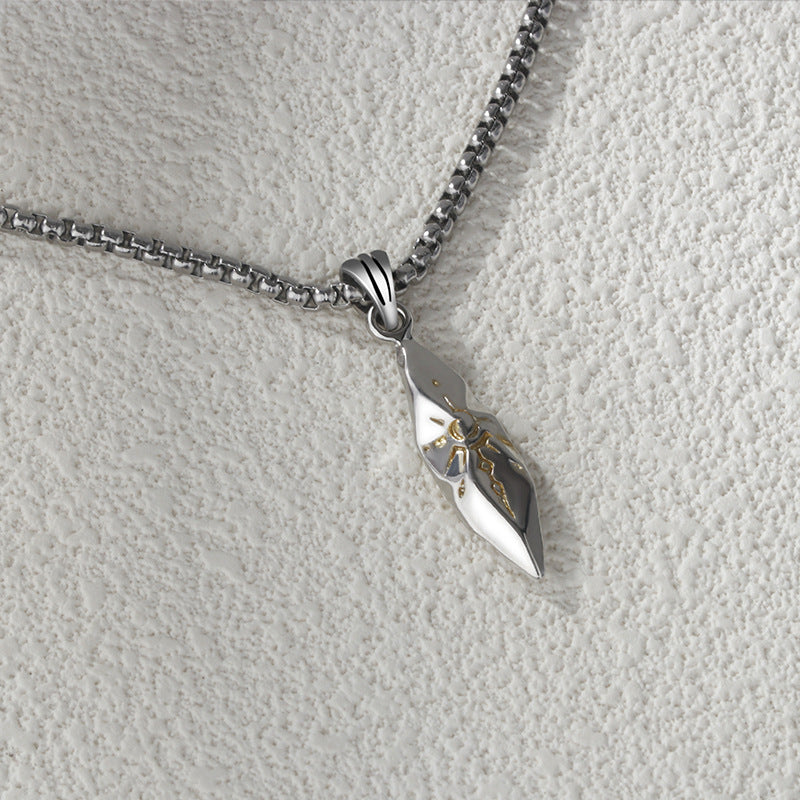 Vintage Wish Stone Necklace, Personalized Meteorite Color-Block Pendant, Hip-Hop Style Sweater Chain Accessory