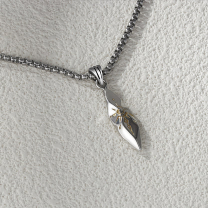 Vintage Wish Stone Necklace, Personalized Meteorite Color-Block Pendant, Hip-Hop Style Sweater Chain Accessory