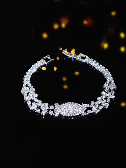 欧美跨境爆品 高级感超闪满钻手链女 小众设计气质锆石手饰品批发