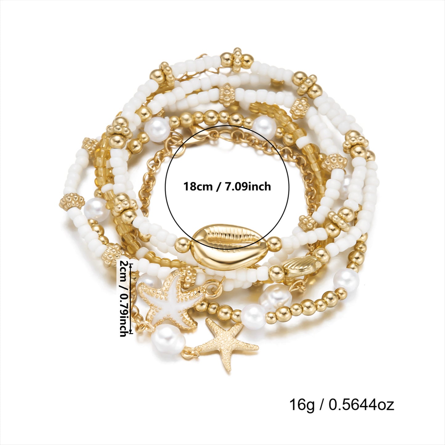 Starfish Shell Bracelet Set