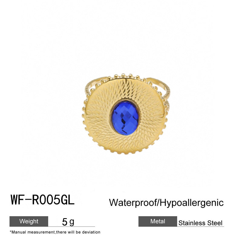 麦芽不锈钢18k金不掉色戒指绿松石开口食指戒指环 小众高级感手饰