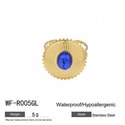 麦芽不锈钢18k金不掉色戒指绿松石开口食指戒指环 小众高级感手饰