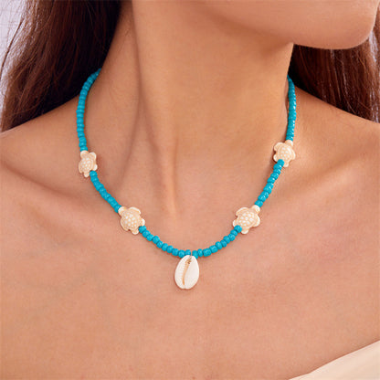 欧美夏季海洋度假海星贝壳海螺珍珠多层项链时尚夸张多层叠戴项链