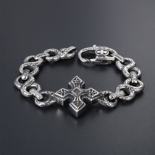 Titanium Steel Cross Punk Bracelet