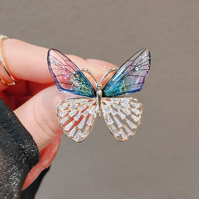 Green Butterfly Tassel Brooch