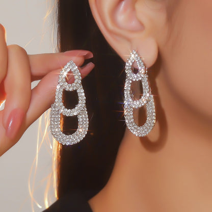 速卖通货源 时尚百搭超闪长款流苏耳环女 个性夸张耳钉耳饰品批发