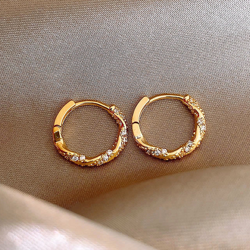 Gold CZ Hoop Earrings
