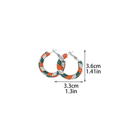 外贸热销 欧美夸张镶钻双排大圈街舞hiphop耳环耳圈 新娘耳饰批发