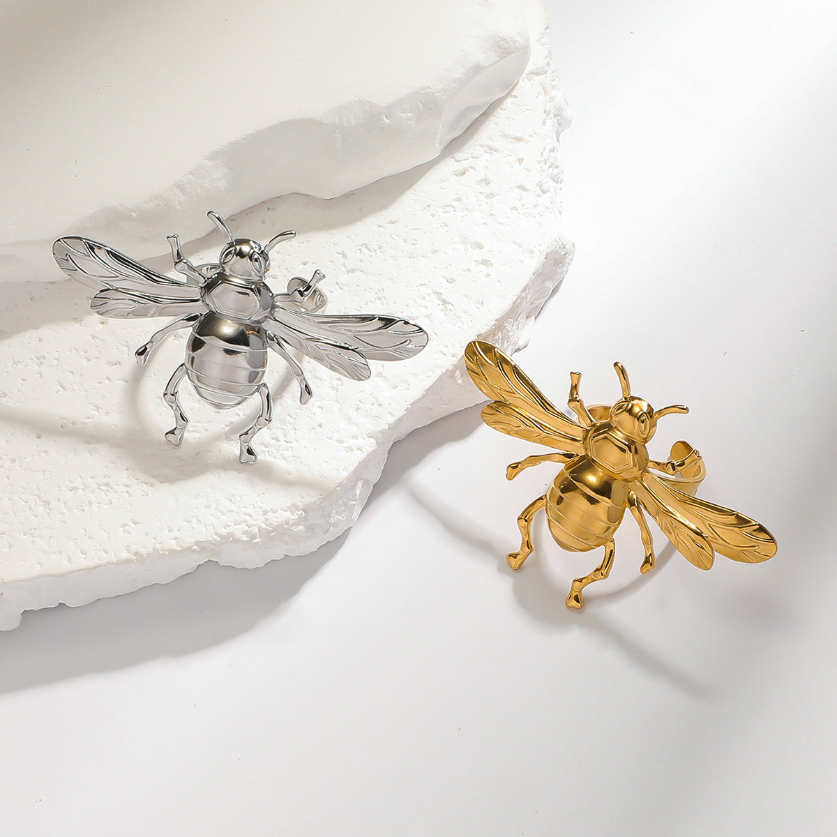 麦芽不锈钢不掉色花朵戒指女立体感开口设计指环夸张欧美跨境手饰