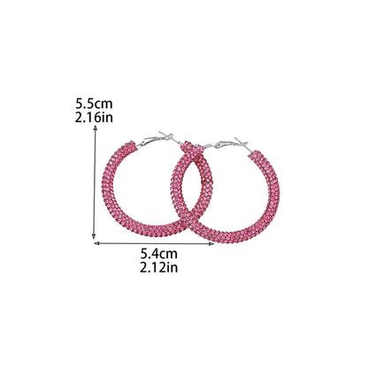 外贸热销 欧美夸张镶钻双排大圈街舞hiphop耳环耳圈 新娘耳饰批发