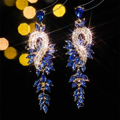 町卡 显脸小高级感彩色玻璃水钻耳环女 个性夸张耳钉耳饰earrings