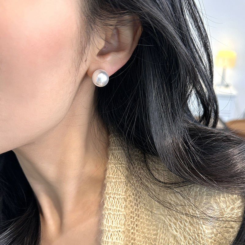 White Pearl Stud Earrings