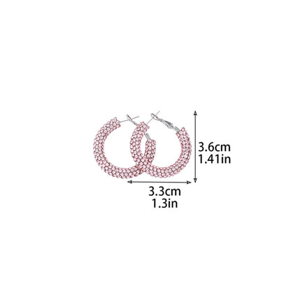 外贸热销 欧美夸张镶钻双排大圈街舞hiphop耳环耳圈 新娘耳饰批发