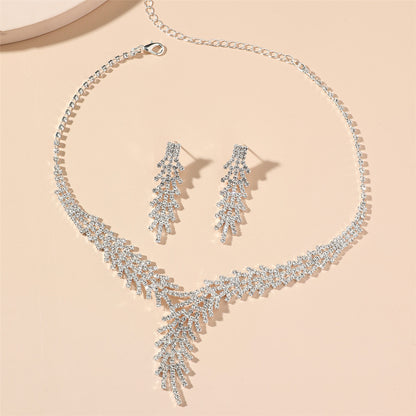 时尚超美项链耳环套装水钻闪亮耳钉婚礼晚会两件套婚纱礼服配饰品