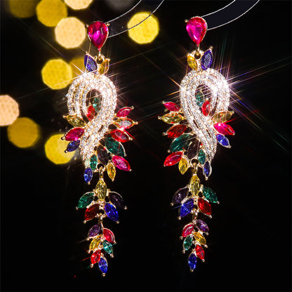 町卡 显脸小高级感彩色玻璃水钻耳环女 个性夸张耳钉耳饰earrings