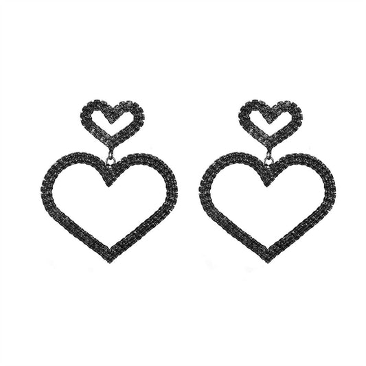 Rhinestone Heart Stud Earrings