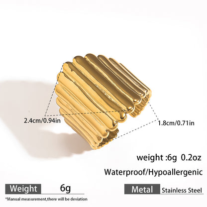 麦芽不锈钢钛钢不掉色戒指ins可调节开口设计指环 欧美手饰品套装