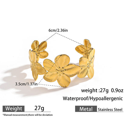 麦芽欧美不锈钢海洋风手镯海星海螺珊瑚花朵手环天然石镯子手饰品