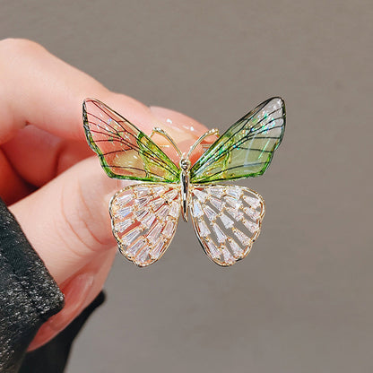 Green Butterfly Tassel Brooch