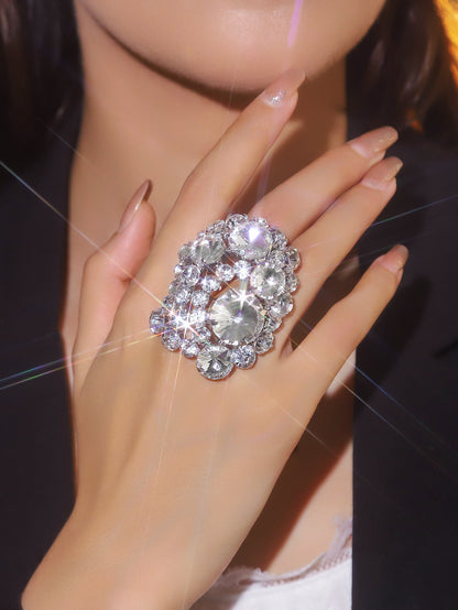 町卡高端华丽闪亮水晶蝴蝶形戒指女 小众设计水钻戒指指环