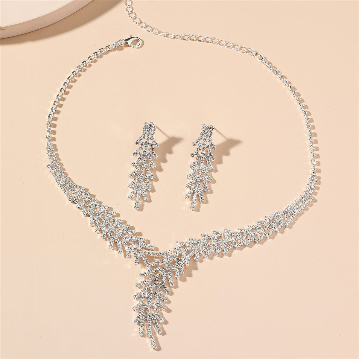 时尚超美项链耳环套装水钻闪亮耳钉婚礼晚会两件套婚纱礼服配饰品