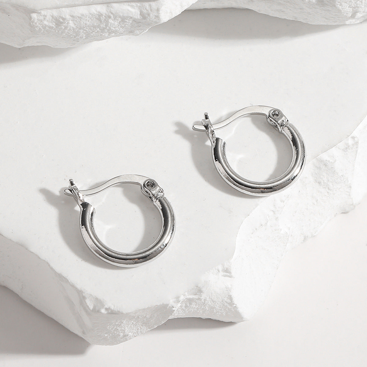 S925纯银耳扣 ins风简约时尚圆圈耳环耳圈 个性潮流圆环耳坠饰品