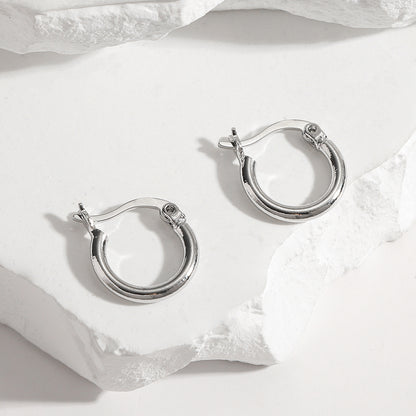 S925纯银耳扣 ins风简约时尚圆圈耳环耳圈 个性潮流圆环耳坠饰品