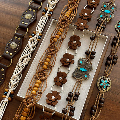 Bohemian-style butterfly belt for women, designed to complement dresses; a sophisticated decorative waist chain, waist sash or waist cord