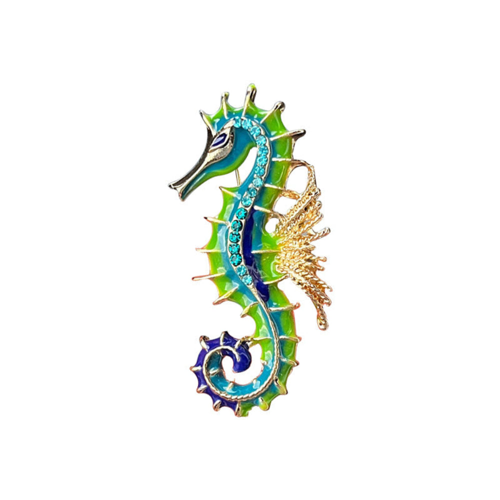 Enamel Seahorse Brooch