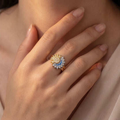 Women's Fashion Retro Sun Moon Stacked Necklace