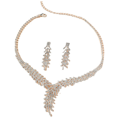 时尚超美项链耳环套装水钻闪亮耳钉婚礼晚会两件套婚纱礼服配饰品