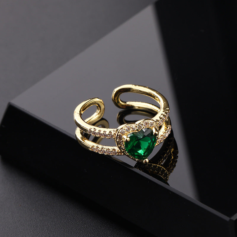 Green CZ Vintage Ring