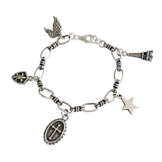 S925 Silver Cross Vintage Bracelet