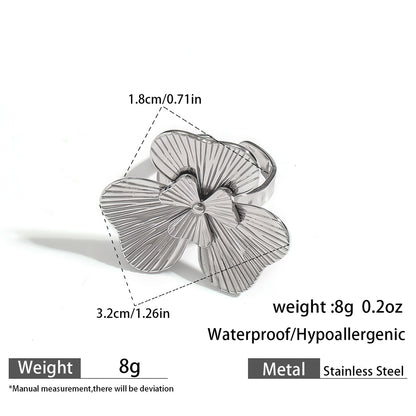 麦芽不锈钢不掉色花朵戒指女立体感开口设计指环夸张欧美跨境手饰