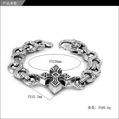 欧美朋克8字钛钢手链 潮男时尚手环 复古十字架花纹手饰CE147