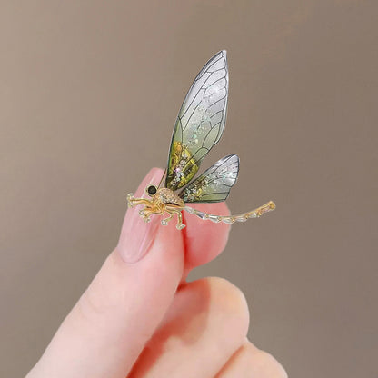 Green Butterfly Tassel Brooch