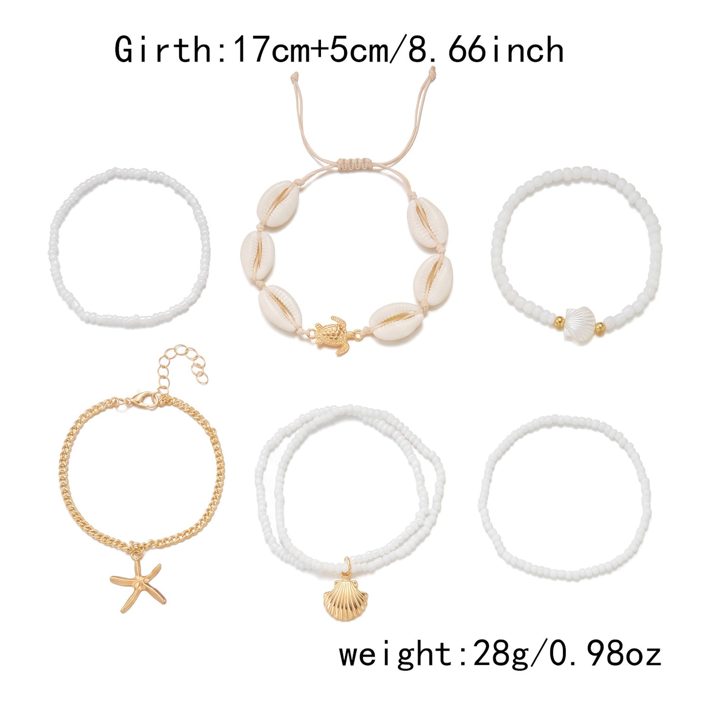 Starfish Shell Bracelet Set