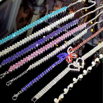 欧美跨境爆品 高级感超闪满钻手链女 小众设计气质锆石手饰品批发