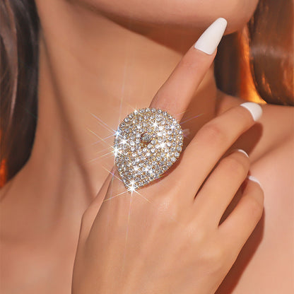 町卡高端华丽闪亮水晶蝴蝶形戒指女 小众设计水钻戒指指环