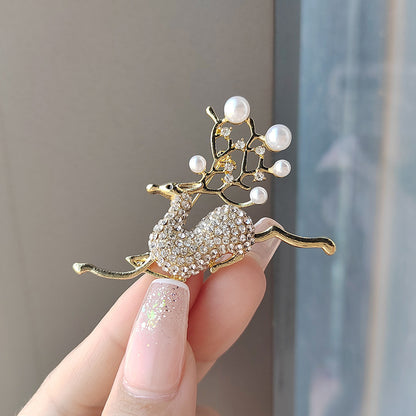 Hand-painted Enamel Sparkling Zircon Vintage Animal Brooch, Pink Flower, Creative & Fashionable Brooch