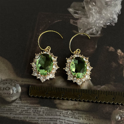 Green CZ Vintage Stud Earrings