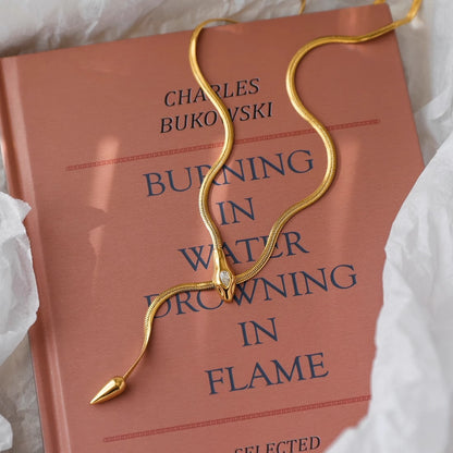 Vintage Serpent-Design Zircon Necklace