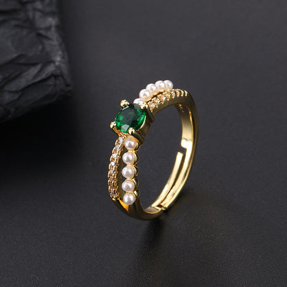 Green CZ Vintage Ring