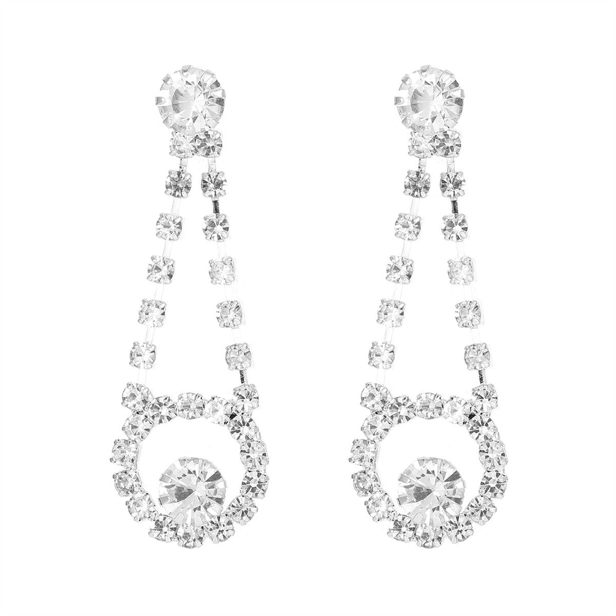 欧美跨境气质百搭水钻项链耳环两件套 新娘首饰套装 婚纱礼服配饰