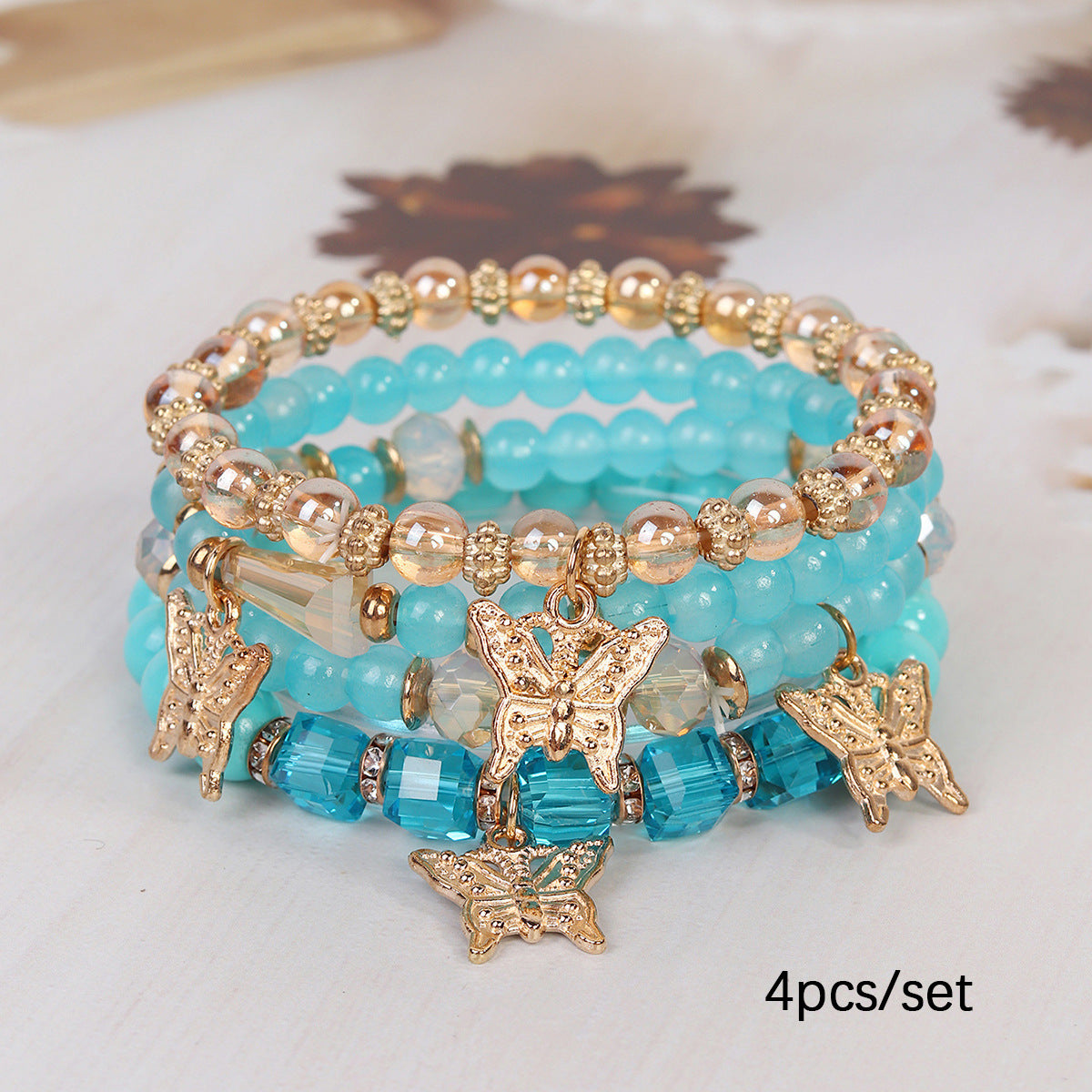 Boho Multi-Layer Stackable Beaded Stretch Bracelet, Bohemian Wrap Bracelet with Tassel & "I Love You" Charm