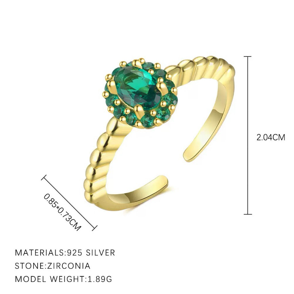 Green CZ Vintage Ring